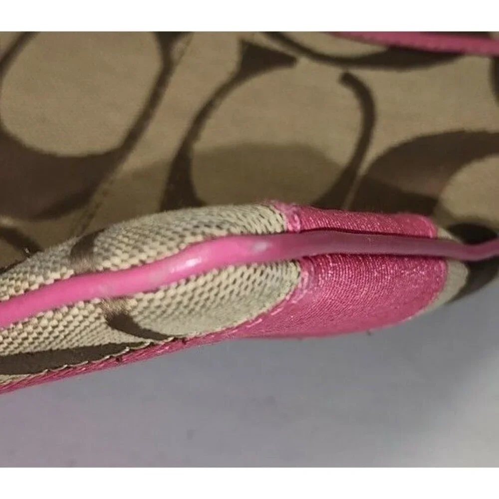 COACH SwingPack Brown Signature Hot Pink Patent Leather Trim
